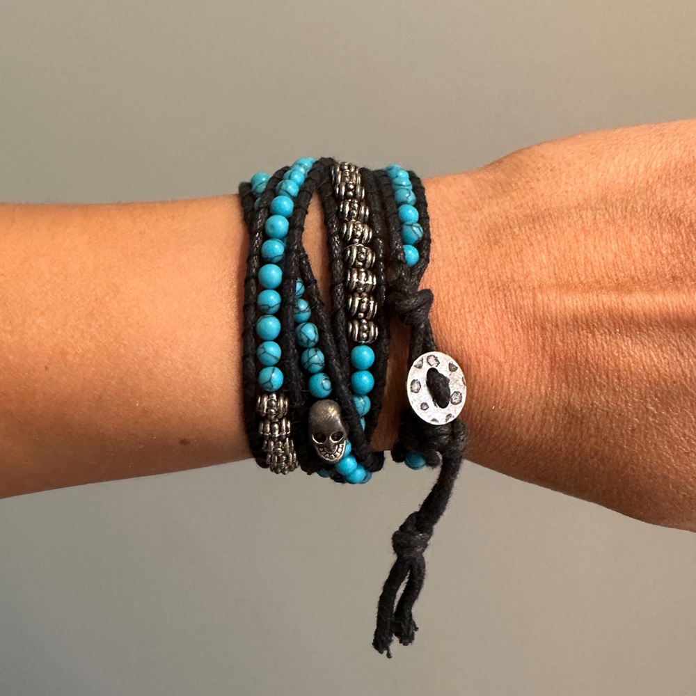 Turquoise skull wrap bracelet